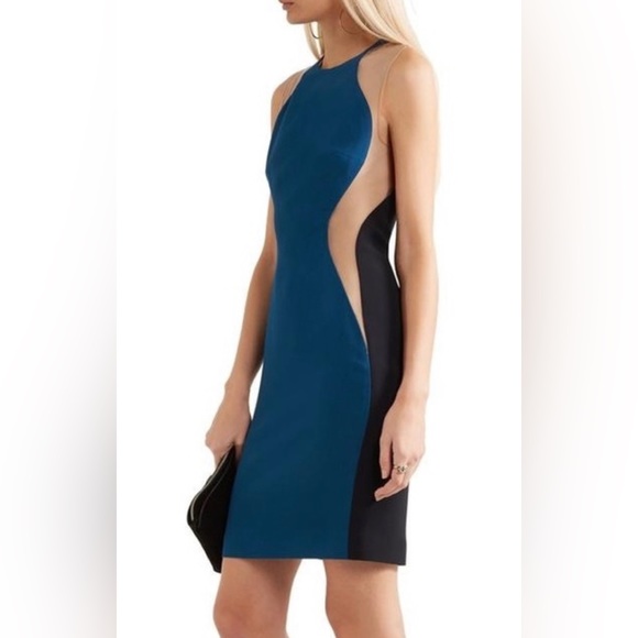 Stella McCartney Colourblock Illusion Sleeveless Blue Sheer Dress XS - Picture 4 of 4